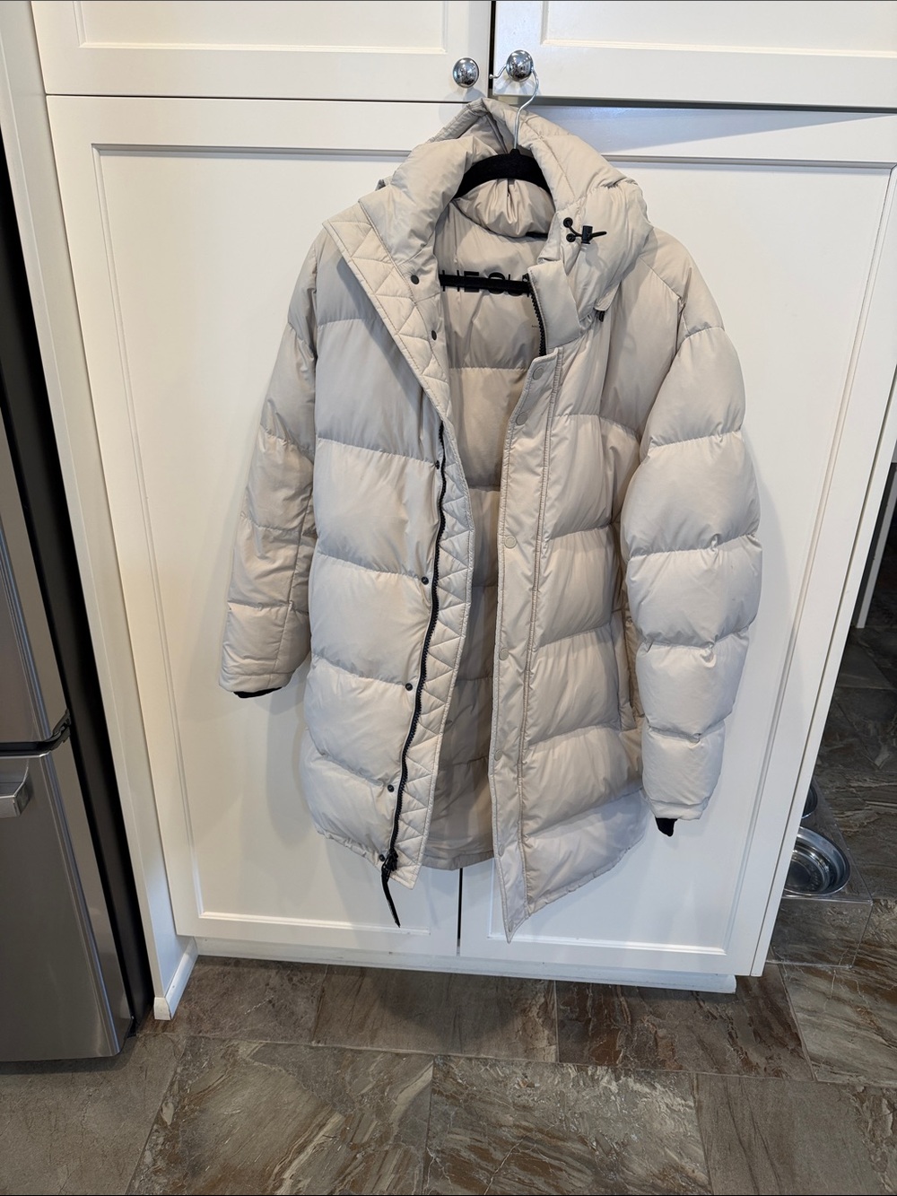 Aritzia Light Beige Quilted Puffer Coat The super puff